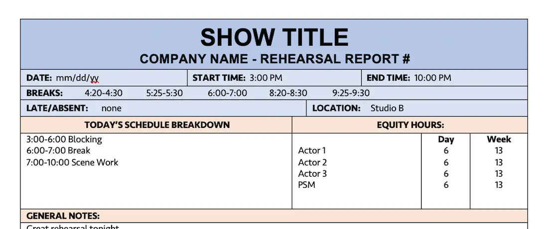 How To Write A Rehearsal Report Templates Tips Best Practices   Detailed Rehearsal Report Photo 1 